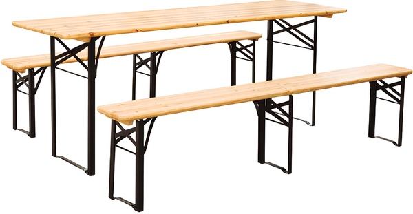 Conjunto 2 Bancos + Mesa de Madera/Acero